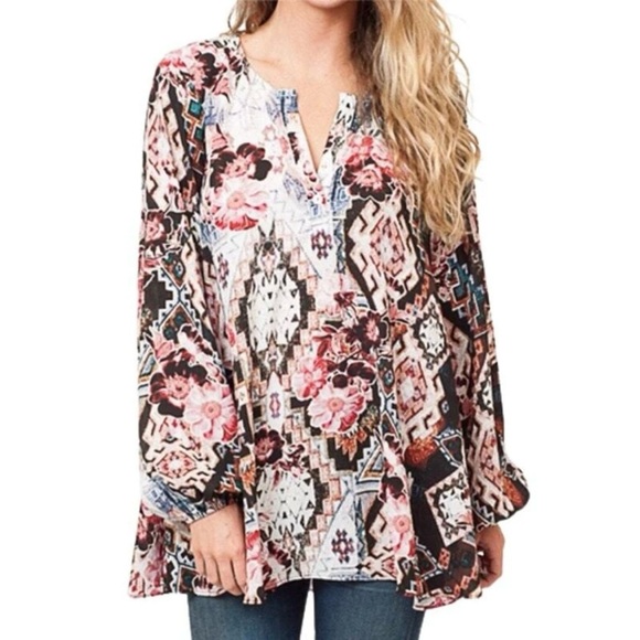 Show Me Your Mumu Jamie Tunic Mini Babydoll Dress Boho Floral Extra Small XS - Picture 2 of 8